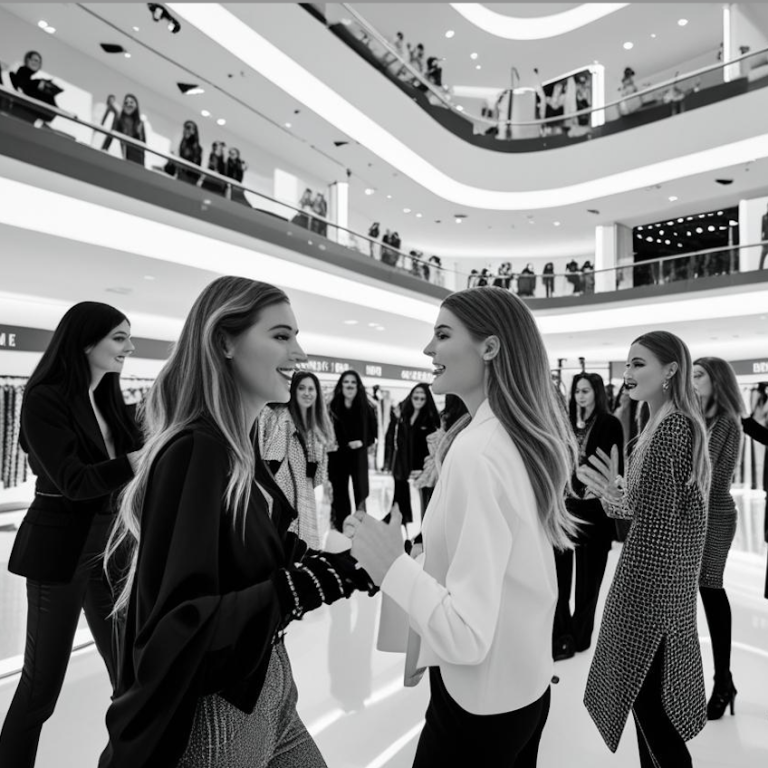 Varias mujeres participan en un evento social en un espacio moderno y luminoso.